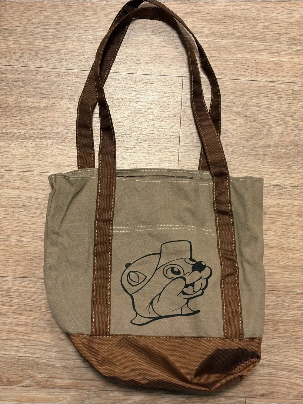 Buc-ees Canvas Tote Bag with Brown Trim - Casual Everyday Carry